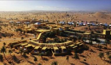 Pohled na emirátský hotel Banyan Tree Al Wadi